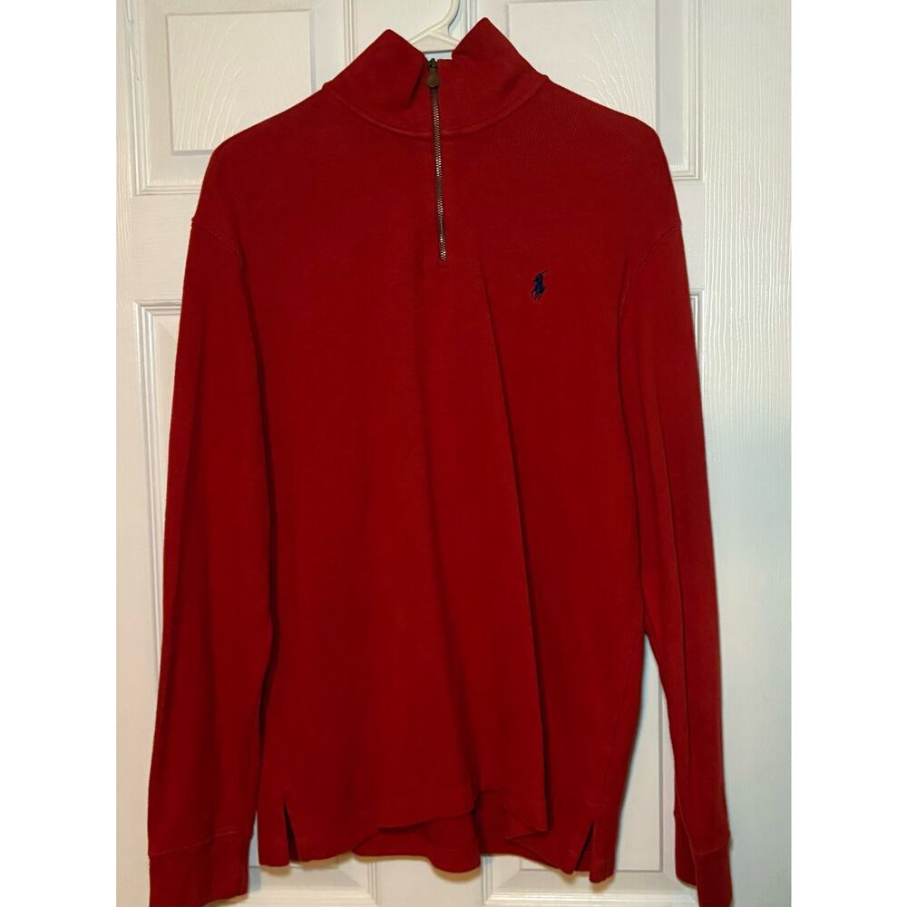 Polo‎ Ralph Lauren men’s 1/4 zip red sweater. Pullover. Size large